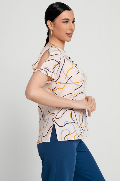 Летняя женская блуза из вискозы с вырезом V и треугольными рукавами LADO 8178-16 - фото 4