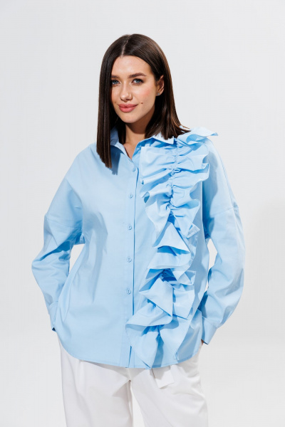 Комплект блуза рубашечного кроя с рюшей и классические брюки Ларс Стиль 919 - фото 2