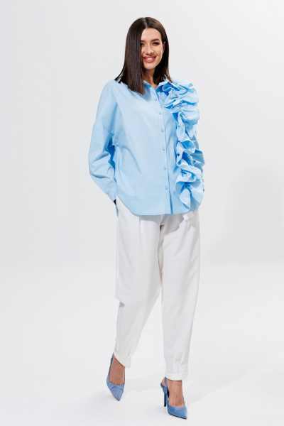 Комплект блуза рубашечного кроя с рюшей и классические брюки Ларс Стиль 919 - фото 1