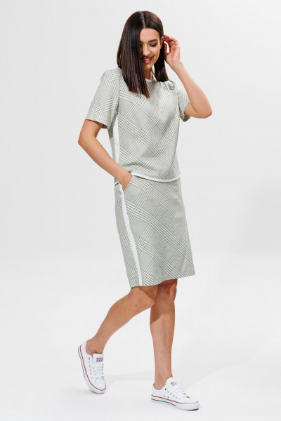 Юбочный комплект из блузона и юбки с накладными карманами Ларс Стиль 906 - фото 1