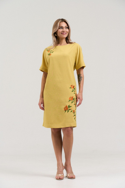 Платье LadisLine 1499 горчица - фото 3