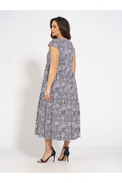 Летнее платье трапециевидного силуэта из хлопка с коротким рукавом Медея и К 2200 бело-синий - фото 5