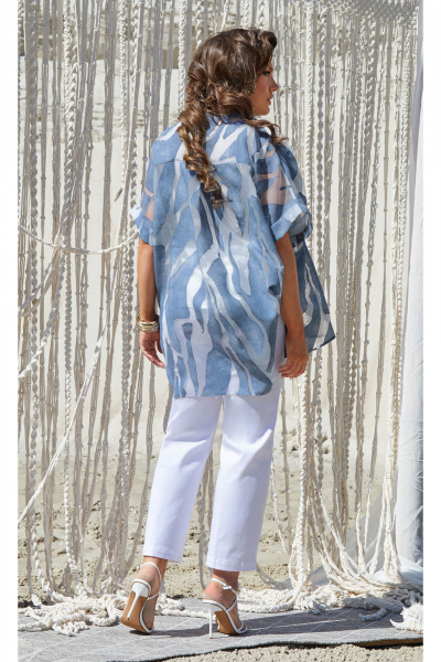 Блуза, брюки, топ Vittoria Queen 21643 синий-белый - фото 2