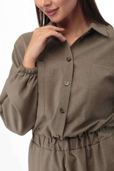 Комбинезон из вискозы с брюками и карманами на каждый день Anelli 886 хаки - фото 4