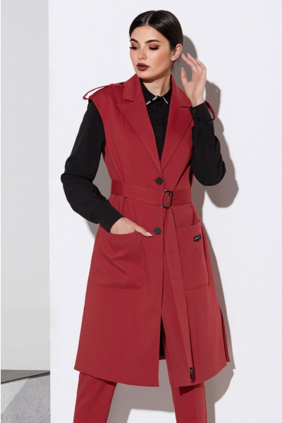 Блуза, брюки, жилет, пояс Lissana 4121 клюква - фото 2