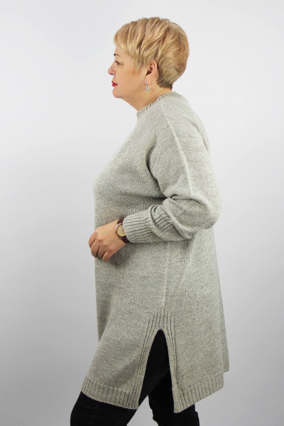 Демисезонная туника из трикотажа с разрезами по бокам Полесье С1718-23 4С8786-Д43 158,164 кофейный+суровый - фото 2