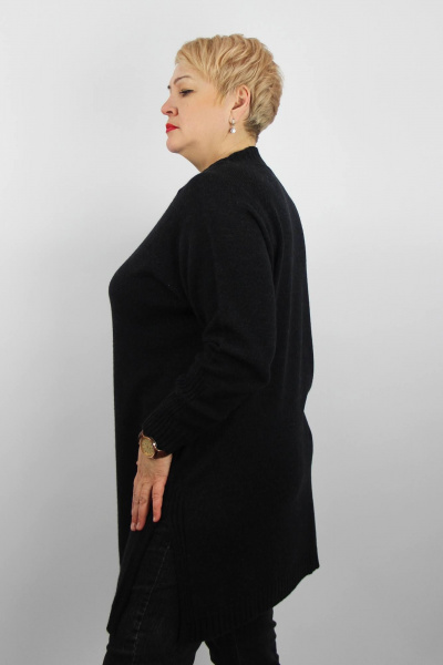 Туника из трикотажа с разрезами по бокам в черном цвете Полесье С1718-23 4С8786-Д43 158,164 уголек - фото 2