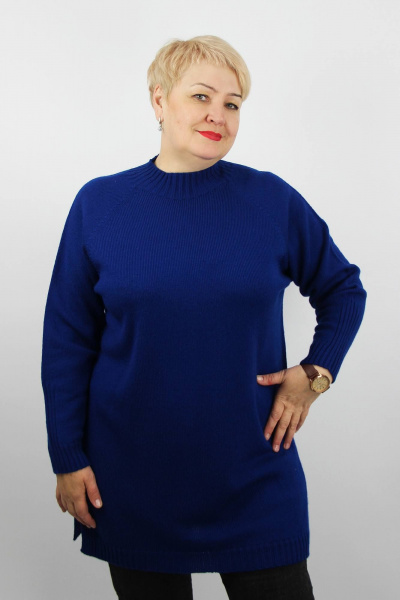 Туника из трикотажа с разрезами по бокам в синем цвете Полесье С1718-23 4С8786-Д43 158,164 фаворит - фото 1