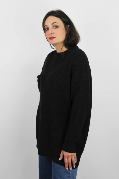 Демисезонный вязаный джемпер с длинным рукавом Полесье С1794-23 4С0674-Д43 158,164 глубокий_черный - фото 2