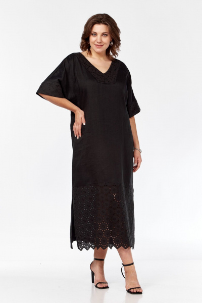 Летнее платье из льна и вискозы с разрезами по бокам AVA fashion М-059 - фото 5