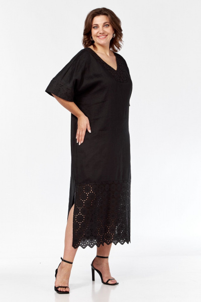 Летнее платье из льна и вискозы с разрезами по бокам AVA fashion М-059 - фото 4