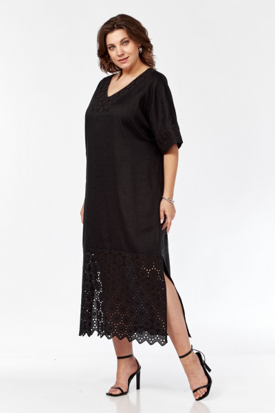 Летнее платье из льна и вискозы с разрезами по бокам AVA fashion М-059 - фото 3