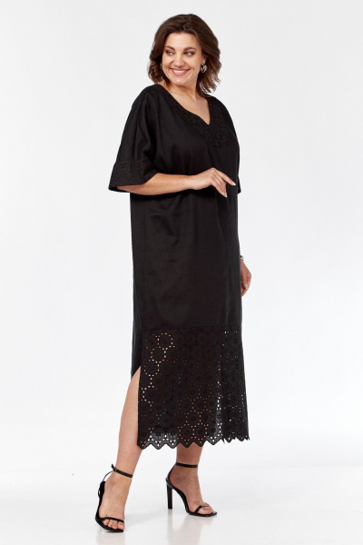 Летнее платье из льна и вискозы с разрезами по бокам AVA fashion М-059 - фото 2