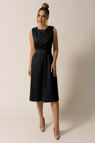 Летнее платье без воротника и рукавов из хлопка Golden Valley 44020-1 черный - фото 1