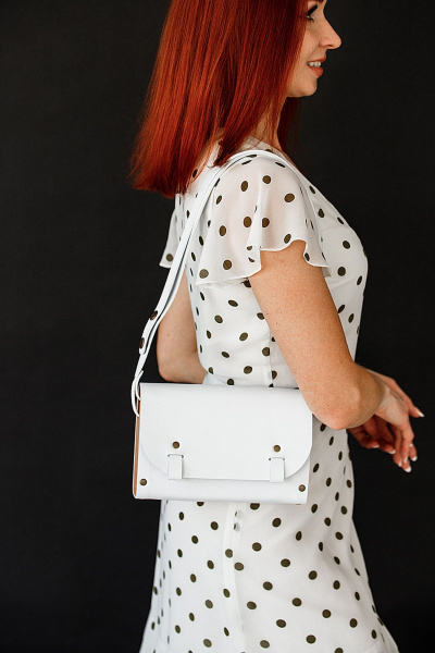 Стильная белая сумка через плечо из натуральной кожи Because AELITA WHITE - фото 8