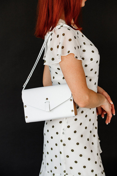 Кожаная сумка через плечо с деревянными вставками красная Because MISHEL WHITE - фото 10