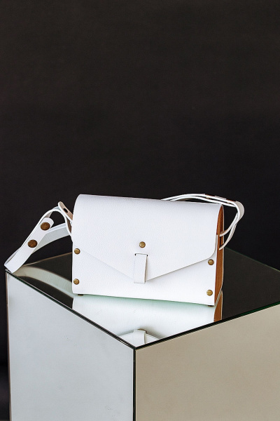 Кожаная сумка через плечо с деревянными вставками красная Because MISHEL WHITE - фото 1