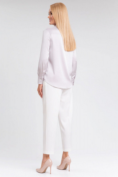 Деловая свободная блузка из искусственного шелка с атласным блеском IVARI 416 светлое_серебро - фото 7