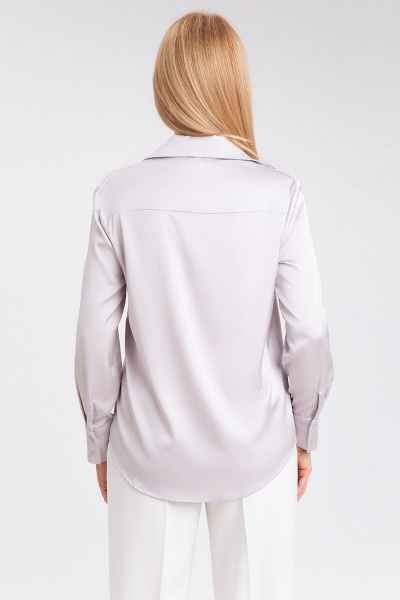 Деловая свободная блузка из искусственного шелка с атласным блеском IVARI 416 светлое_серебро - фото 6