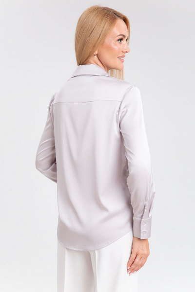 Деловая свободная блузка из искусственного шелка с атласным блеском IVARI 416 светлое_серебро - фото 5