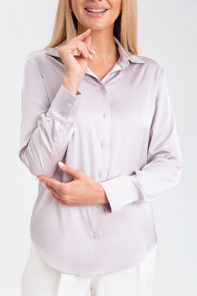 Деловая свободная блузка из искусственного шелка с атласным блеском IVARI 416 светлое_серебро - фото 4