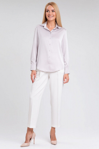 Деловая свободная блузка из искусственного шелка с атласным блеском IVARI 416 светлое_серебро - фото 3