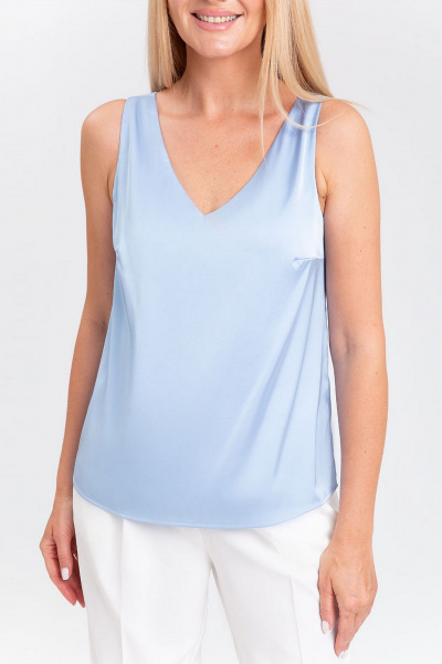 Деловая свободная блузка из шелковистой ткани с V-вырезом IVARI 423 голубой - фото 4