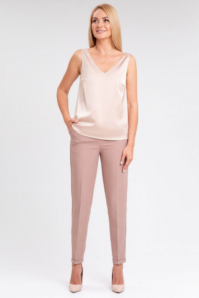 Деловая блузка из шелковистой ткани с атласным блеском IVARI 423 бежевый - фото 3