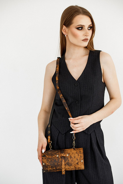 Кожаная сумка через плечо из текстиля с crocodile-эффектом Because TUB-VINTAGE-CAPPUCHINO - фото 9