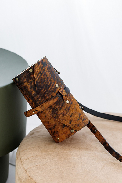 Кожаная сумка через плечо из текстиля с crocodile-эффектом Because TUB-VINTAGE-CAPPUCHINO - фото 2