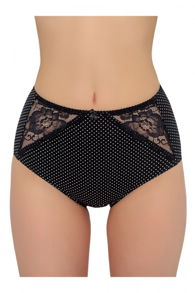 Женские кружевные трусы из трикотажа для ежедневного комфорта ЛЕДИ ГРАНД 191167 черный_горох - фото 1