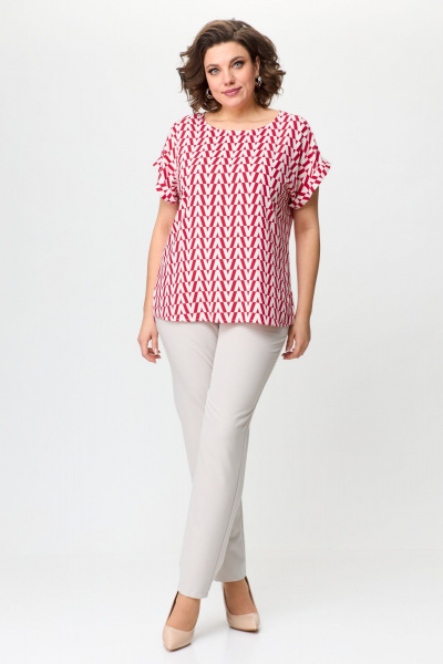 Свободная летняя женская блуза из текстиля с разрезами STEFANY 477 - фото 3