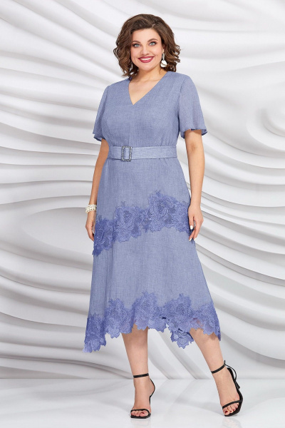 Стильное летнее платье с кружевом и поясом Mira Fashion 5426-2 - фото 1