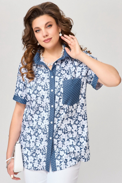 Блуза Fita 20461 сине-белый - фото 4