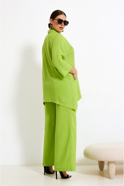 Летний костюм с жилетом и брюками из текстиля с карманами Lissana 4905 лайм - фото 10