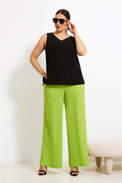 Летний костюм с жилетом и брюками из текстиля с карманами Lissana 4905 лайм - фото 8