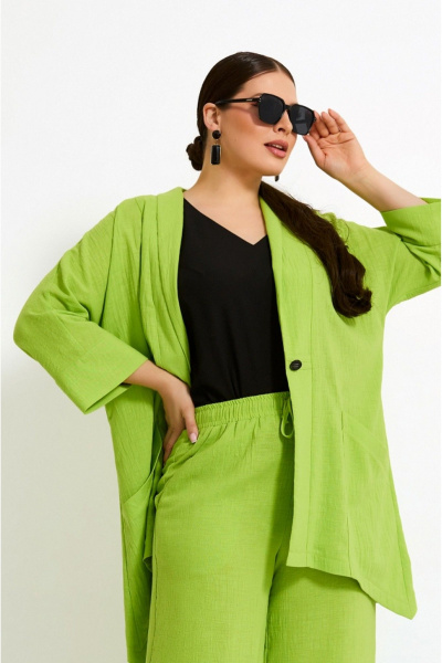 Летний костюм с жилетом и брюками из текстиля с карманами Lissana 4905 лайм - фото 7
