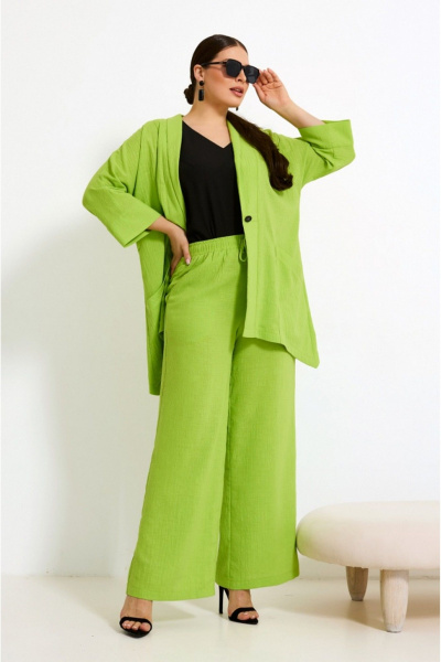 Летний костюм с жилетом и брюками из текстиля с карманами Lissana 4905 лайм - фото 6