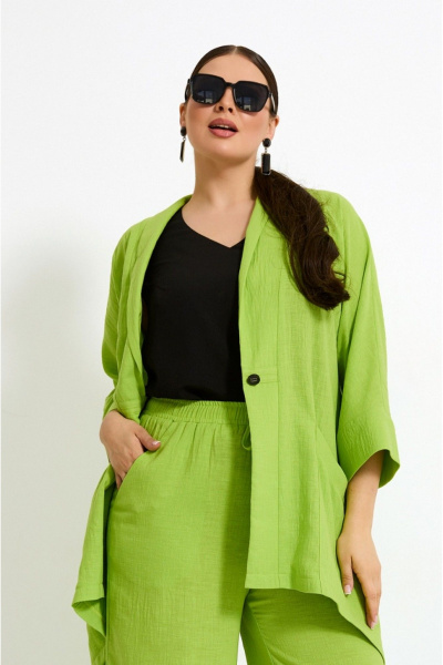 Летний костюм с жилетом и брюками из текстиля с карманами Lissana 4905 лайм - фото 5