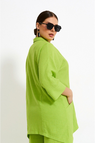 Летний костюм с жилетом и брюками из текстиля с карманами Lissana 4905 лайм - фото 2