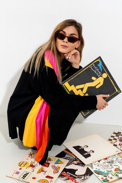 Мультиколор рубашка прямого силуэта с карманом Luna 153/1 полоска-черный - фото 3