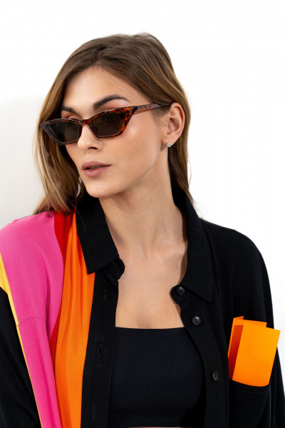 Мультиколор топ с разрезами и печатным принтом Luna 153 полоска-черный - фото 6