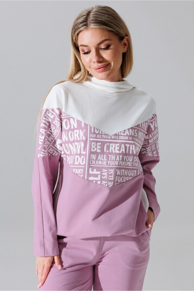 Летние прямые брюки и джемпер с капюшоном из текстиля Faufilure C1371 розовый - фото 3