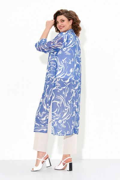 Летняя шифоновая туника с разрезами и рукавами 3/4 IVA 1606 синий - фото 2