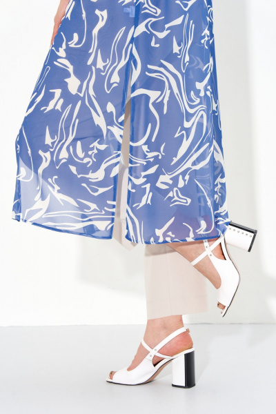 Летняя шифоновая туника с разрезами и рукавами 3/4 IVA 1606 синий - фото 7