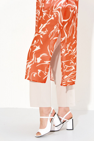 Летняя шифоновая туника с разрезами и рукавами 3/4 IVA 1606 оранжевый - фото 7