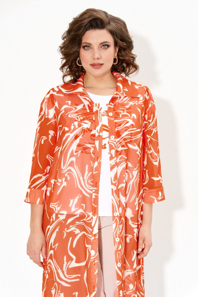 Летняя шифоновая туника с разрезами и рукавами 3/4 IVA 1606 оранжевый - фото 5