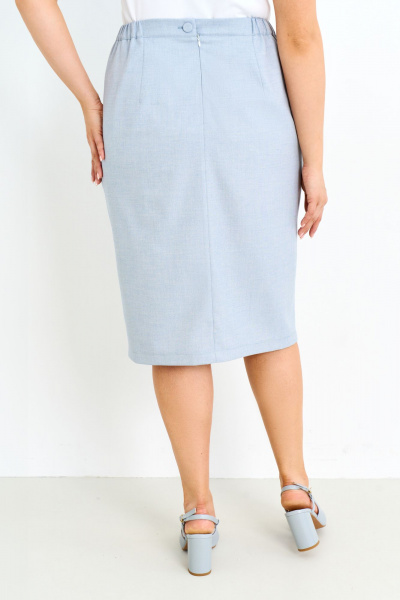 Голубая летняя юбка из натуральной ткани с разрезом IVA 1602 - фото 9