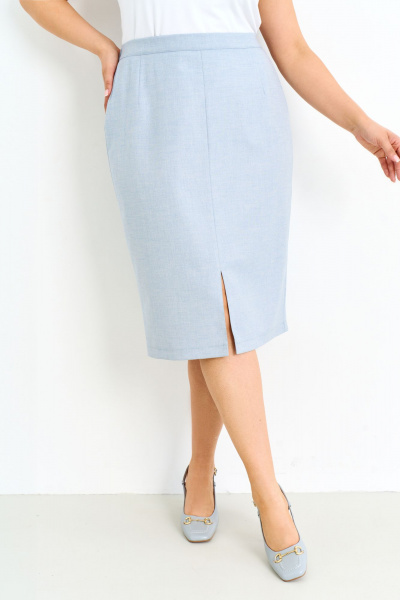 Голубая летняя юбка из натуральной ткани с разрезом IVA 1602 - фото 4