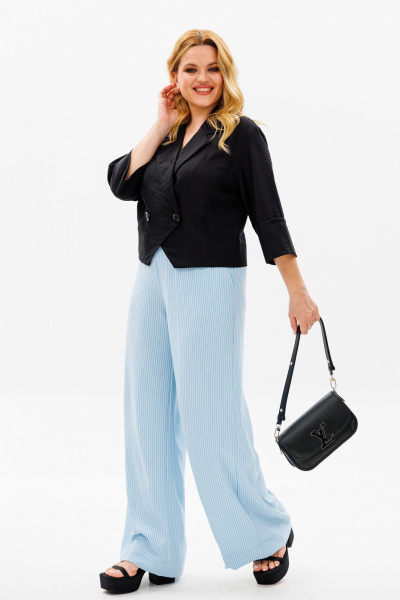 Брюки, жакет Michel chic 1375/1 черный,голубой - фото 4